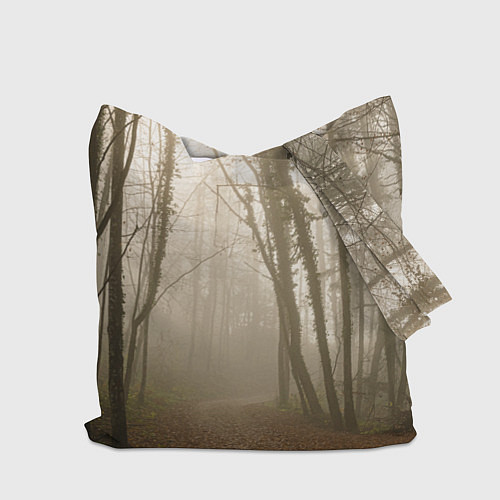 Сумка-шоппер Туманный лес на восходе / 3D-принт – фото 2