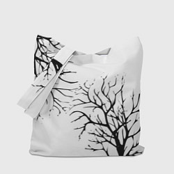 Сумка-шопер Черные ветки деревьев на белом фоне, цвет: 3D-принт