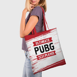 Сумка-шопер PUBG: красные таблички Best Player и Ultimate, цвет: 3D-принт — фото 2