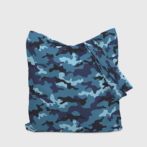 Сумка-шоппер Камуфляж Тёмно-Синий Camouflage Dark-Blue / 3D-принт – фото 2