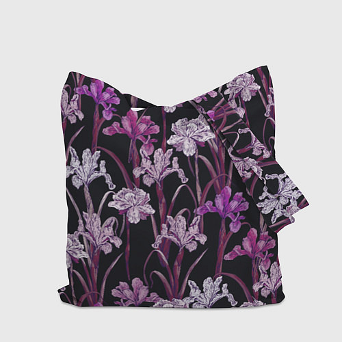 Сумка-шоппер Цветы Фиолетовые Ирисы / 3D-принт – фото 2