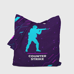 Сумка-шоппер Символ Counter Strike в неоновых цветах на темном