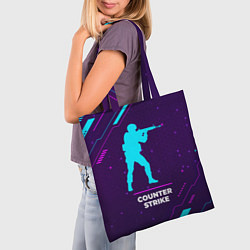 Сумка-шопер Символ Counter Strike в неоновых цветах на темном, цвет: 3D-принт — фото 2