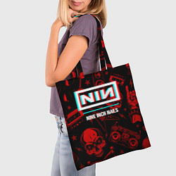 Сумка-шопер Nine Inch Nails Rock Glitch, цвет: 3D-принт — фото 2