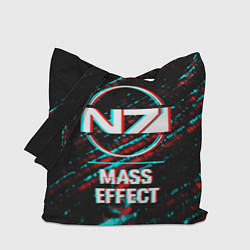 Сумка-шоппер Mass Effect в стиле Glitch Баги Графики на темном