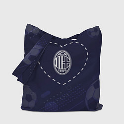 Сумка-шоппер Лого AC Milan в сердечке на фоне мячей