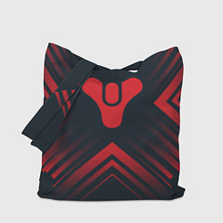 Сумка-шоппер Красный Символ Destiny на темном фоне со стрелками