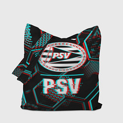 Сумка-шоппер PSV FC в стиле Glitch на темном фоне