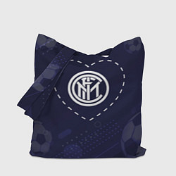 Сумка-шоппер Лого Inter в сердечке на фоне мячей