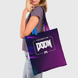 Сумка-шопер Doom Gaming Champion: рамка с лого и джойстиком на, цвет: 3D-принт — фото 2