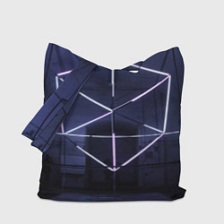 Сумка-шоппер Неоновый прерывистый куб во тьме - Фиолетовый