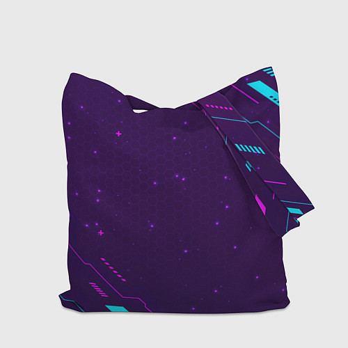 Сумка-шоппер Символ Hitman в неоновых цветах на темном фоне / 3D-принт – фото 2