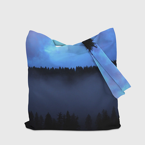 Сумка-шоппер Неоновое небо над лесом / 3D-принт – фото 2