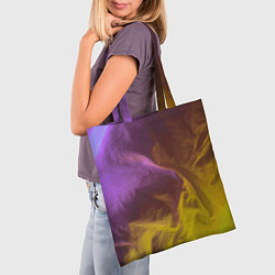 Сумка-шопер Неоновые фонари на шёлковой поверхности - Фиолетов, цвет: 3D-принт — фото 2