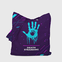 Сумка-шоппер Символ Death Stranding в неоновых цветах на темном