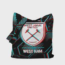 Сумка-шопер West Ham FC в стиле Glitch на темном фоне, цвет: 3D-принт