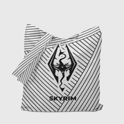 Сумка-шоппер Символ Skyrim на светлом фоне с полосами