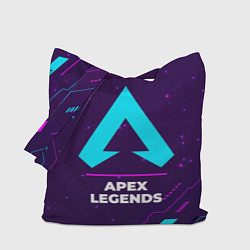Сумка-шопер Символ Apex Legends в неоновых цветах на темном фо, цвет: 3D-принт