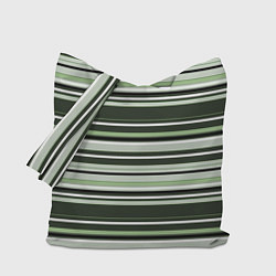 Сумка-шоппер Горизонтальные зеленые белые полосы