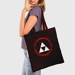 Сумка-шопер Символ Zelda и краска вокруг на темном фоне, цвет: 3D-принт — фото 2