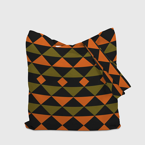 Сумка-шоппер Геометрический узор черно-оранжевые фигуры / 3D-принт – фото 2
