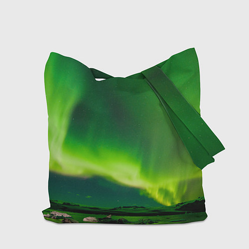 Сумка-шоппер Абстрактное полярное сияние - Зелёный / 3D-принт – фото 2