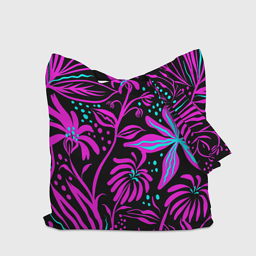 Сумка-шоппер Purple flowers pattern / 3D-принт – фото 2