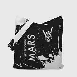 Сумка-шопер Thirty Seconds to Mars и рок символ на темном фоне, цвет: 3D-принт