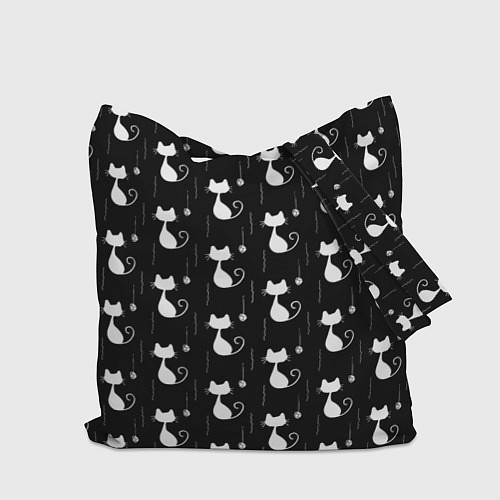 Сумка-шоппер Чёрные Коты С Клубками Шерсти / 3D-принт – фото 2