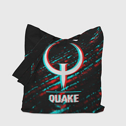 Сумка-шоппер Quake в стиле glitch и баги графики на темном фоне