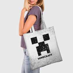 Сумка-шопер Minecraft с потертостями на светлом фоне, цвет: 3D-принт — фото 2