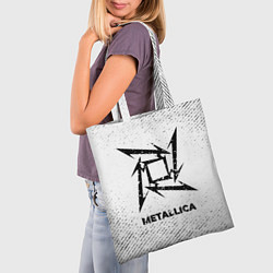 Сумка-шопер Metallica с потертостями на светлом фоне, цвет: 3D-принт — фото 2