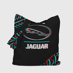 Сумка-шопер Значок Jaguar в стиле glitch на темном фоне, цвет: 3D-принт