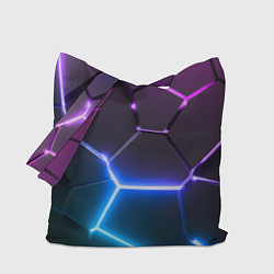 Сумка-шопер Фиолетовый градиент - неоновые геометрические плит, цвет: 3D-принт