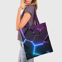 Сумка-шопер Фиолетовый градиент - неоновые геометрические плит, цвет: 3D-принт — фото 2
