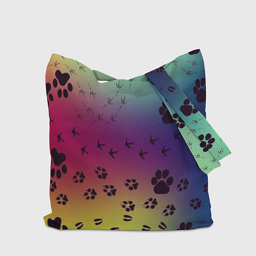 Сумка-шоппер Следы кошек и птиц / 3D-принт – фото 2