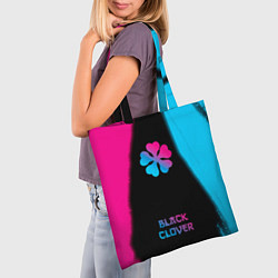 Сумка-шопер Black Clover - neon gradient: символ, надпись, цвет: 3D-принт — фото 2