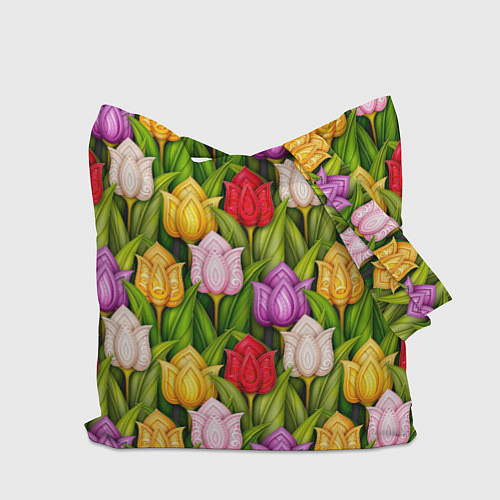 Сумка-шоппер Объемные разноцветные тюльпаны / 3D-принт – фото 2