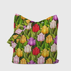 Сумка-шопер Объемные разноцветные тюльпаны, цвет: 3D-принт