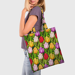 Сумка-шопер Объемные разноцветные тюльпаны, цвет: 3D-принт — фото 2