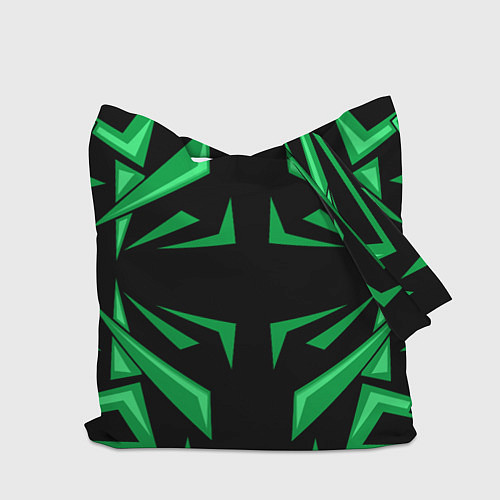 Сумка-шоппер Фигуры зеленого цвета на черном фоне geometry / 3D-принт – фото 2