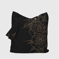 Сумка-шопер Элегантные розы на черном фоне, цвет: 3D-принт