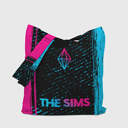 Сумка-шопер The Sims - neon gradient: символ, надпись, цвет: 3D-принт