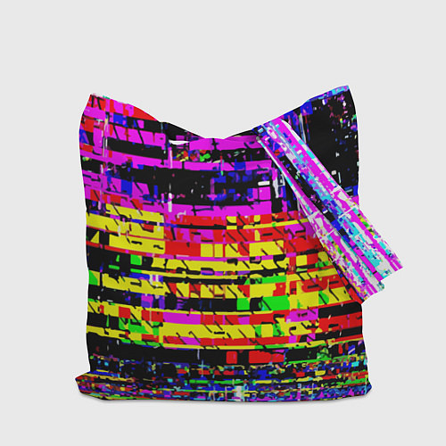 Сумка-шоппер Яркий пиксельный красочный глитч / 3D-принт – фото 2