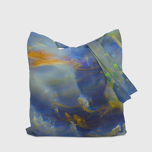 Сумка-шоппер Абстрактные мазки красок и силуэт - Синий / 3D-принт – фото 2
