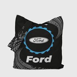 Сумка-шопер Ford в стиле Top Gear со следами шин на фоне, цвет: 3D-принт