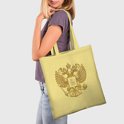 Сумка-шопер Герб России - золото, цвет: 3D-принт — фото 2