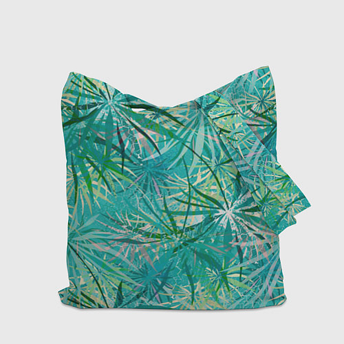 Сумка-шоппер Тропические листья на зеленом фоне / 3D-принт – фото 2