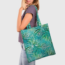 Сумка-шопер Тропические листья на зеленом фоне, цвет: 3D-принт — фото 2