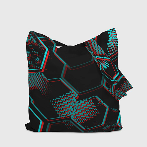Сумка-шоппер Napoli FC в стиле glitch на темном фоне / 3D-принт – фото 2